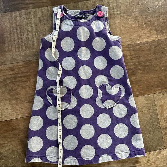 Mini Boden purple with gray dots jumper heart pockets pink buttons - Picture 5 of 8